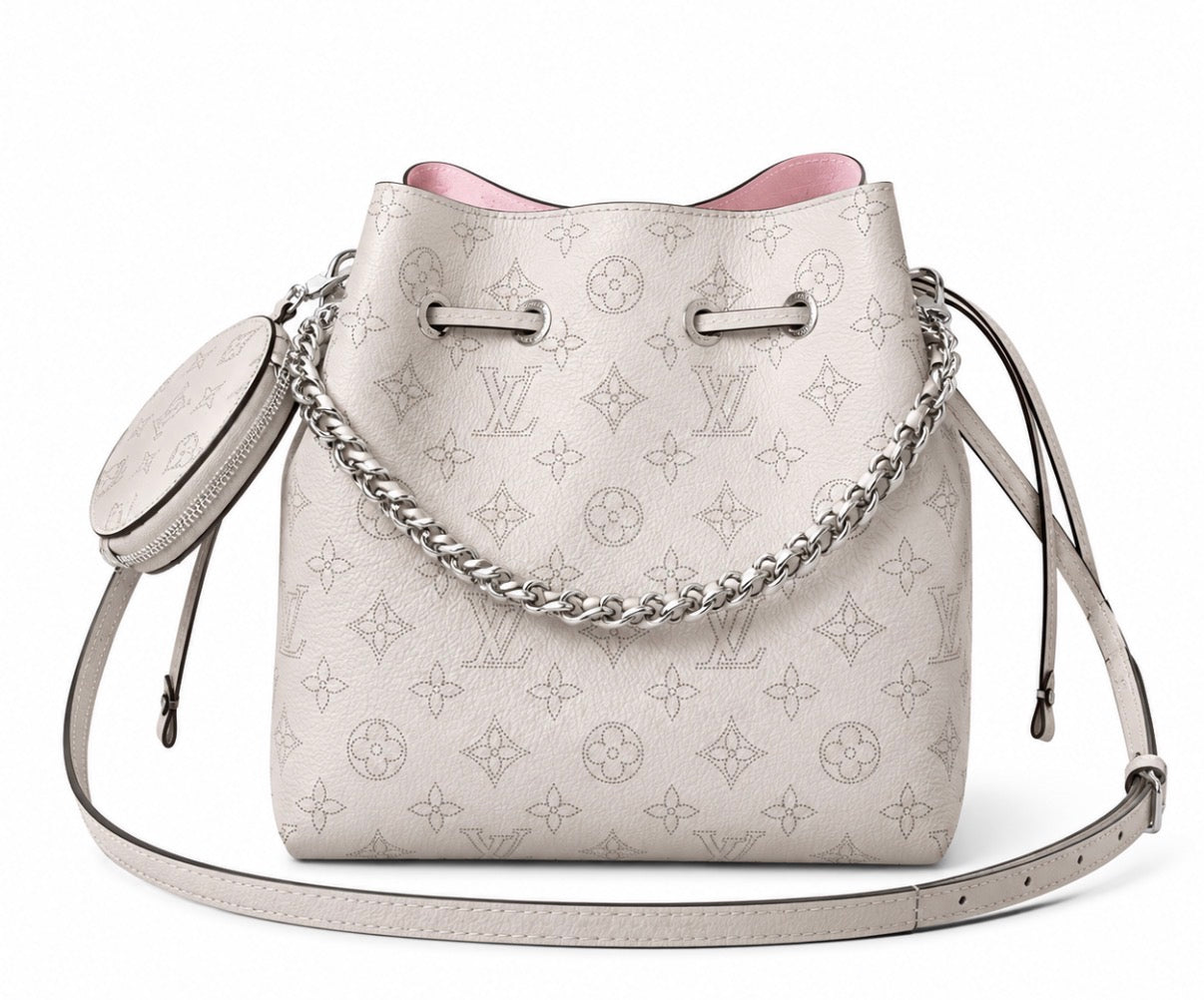 Cream Monogram Chain Bucket Bag